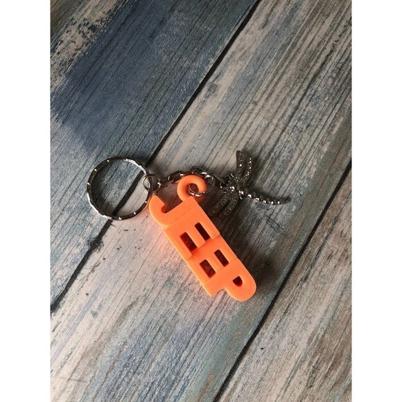 Neon Orange Jeep Keychain Dragonfly - Picture 2 of 3